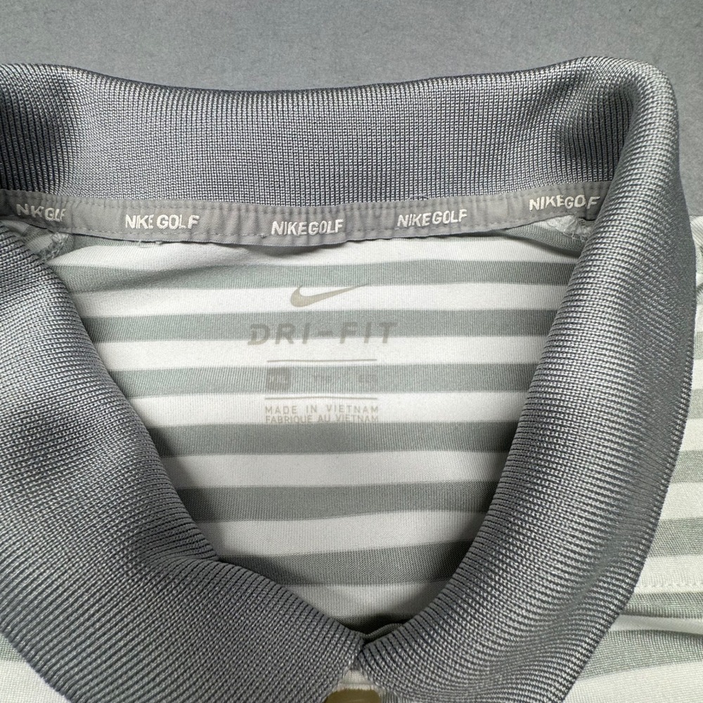 Nike Golf Polo Shirt Mens XXL Grey Striped Dri-FIT Short Sleeve Performance - Picture 4 of 8